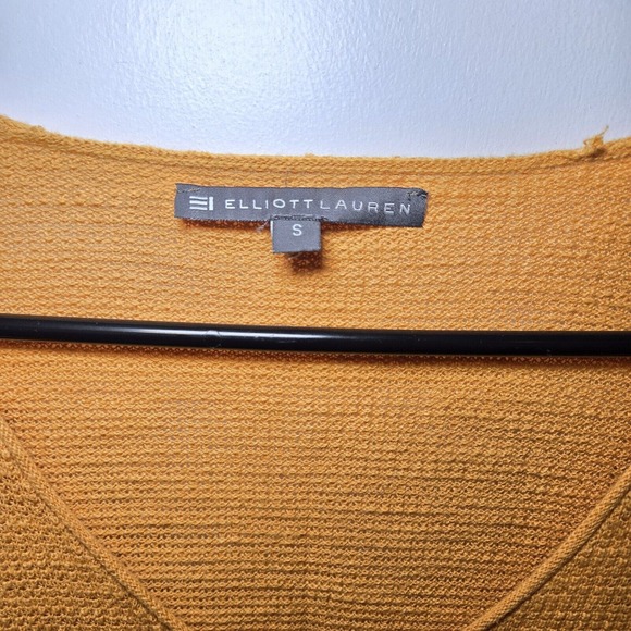 Elliott Lauren Waffle Knit Lightweight Inside Out Yellow Sweater Small - Picture 3 of 4